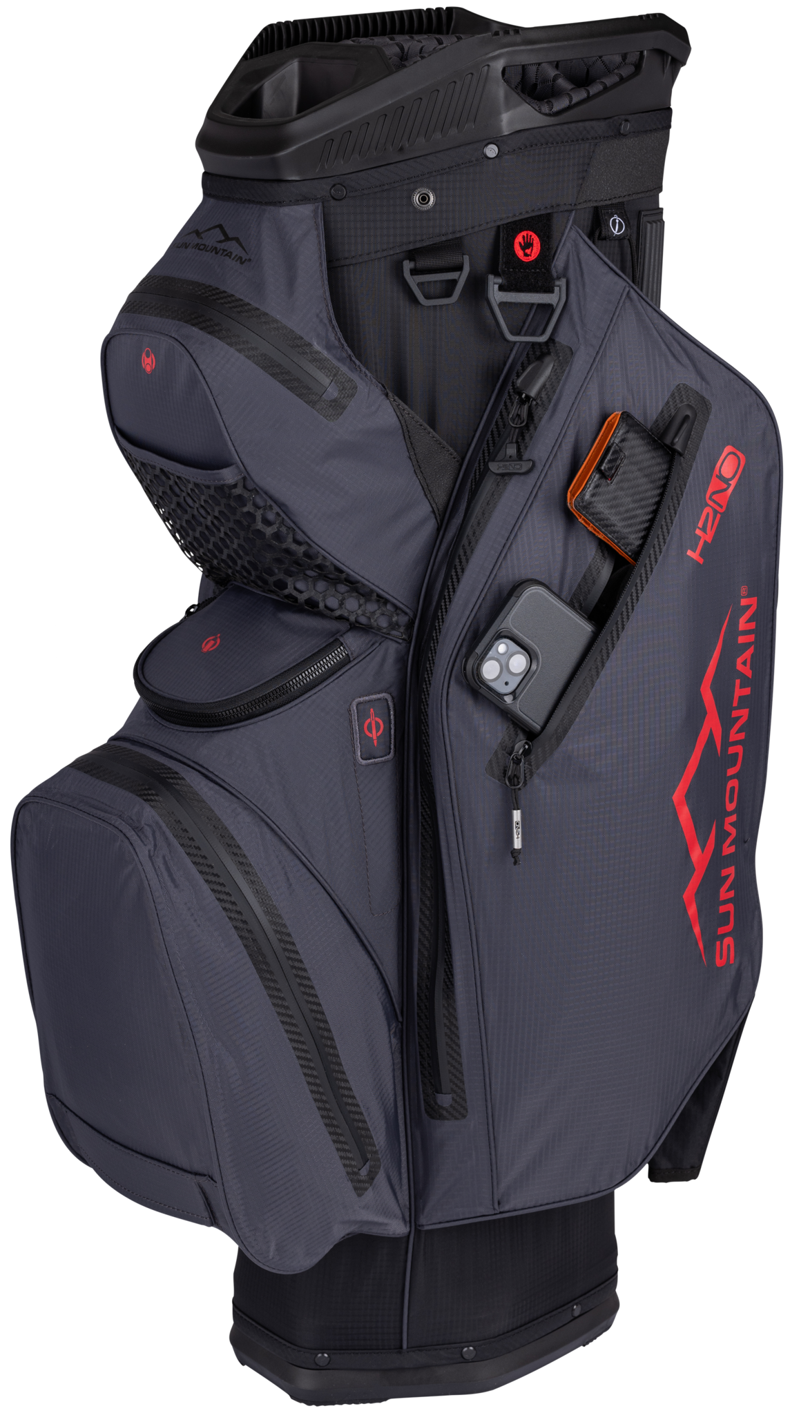 Sun Mountain H2NO Staff Cartbag black/steel/red