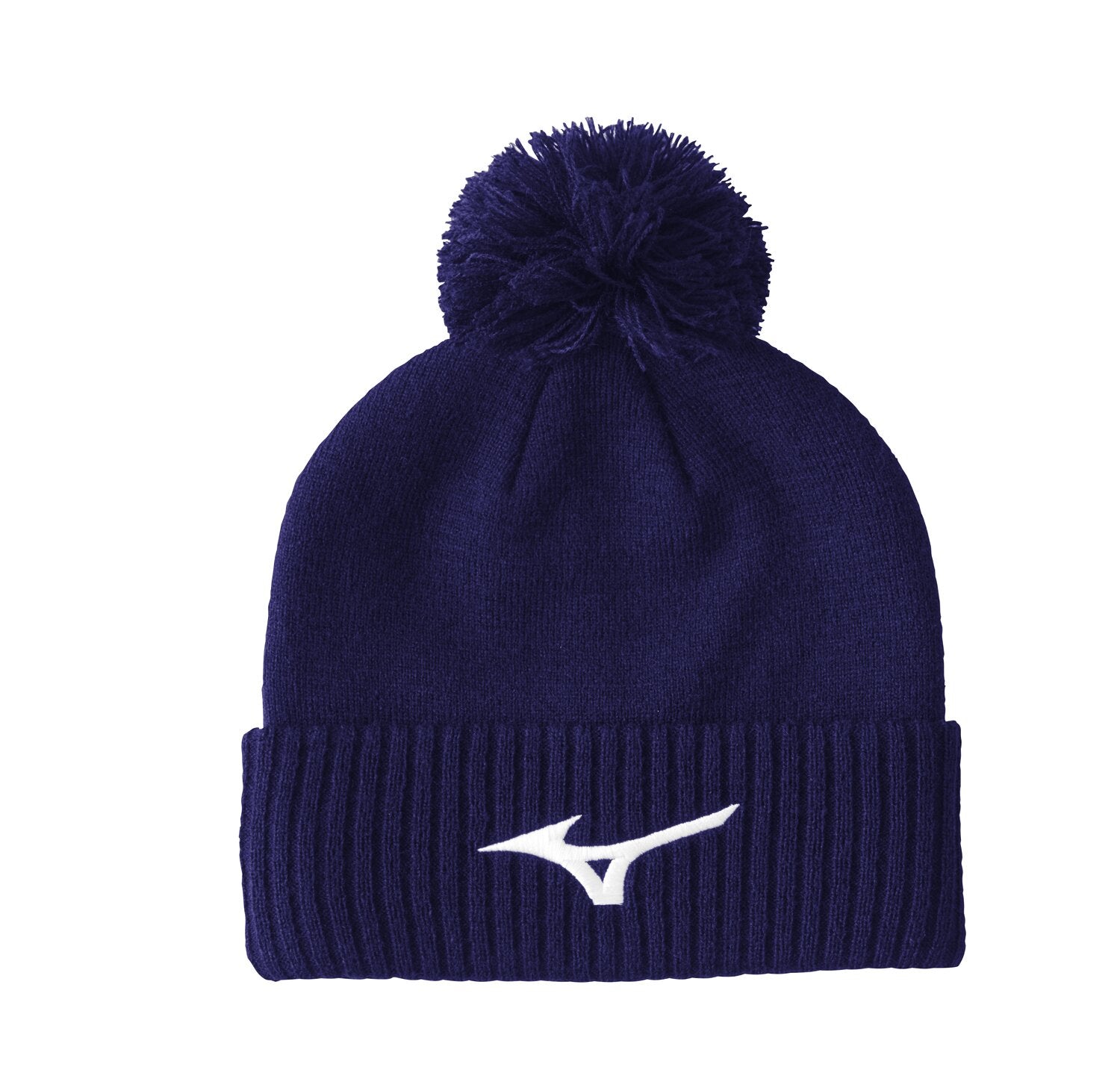 mizuno crested bobble hat navy