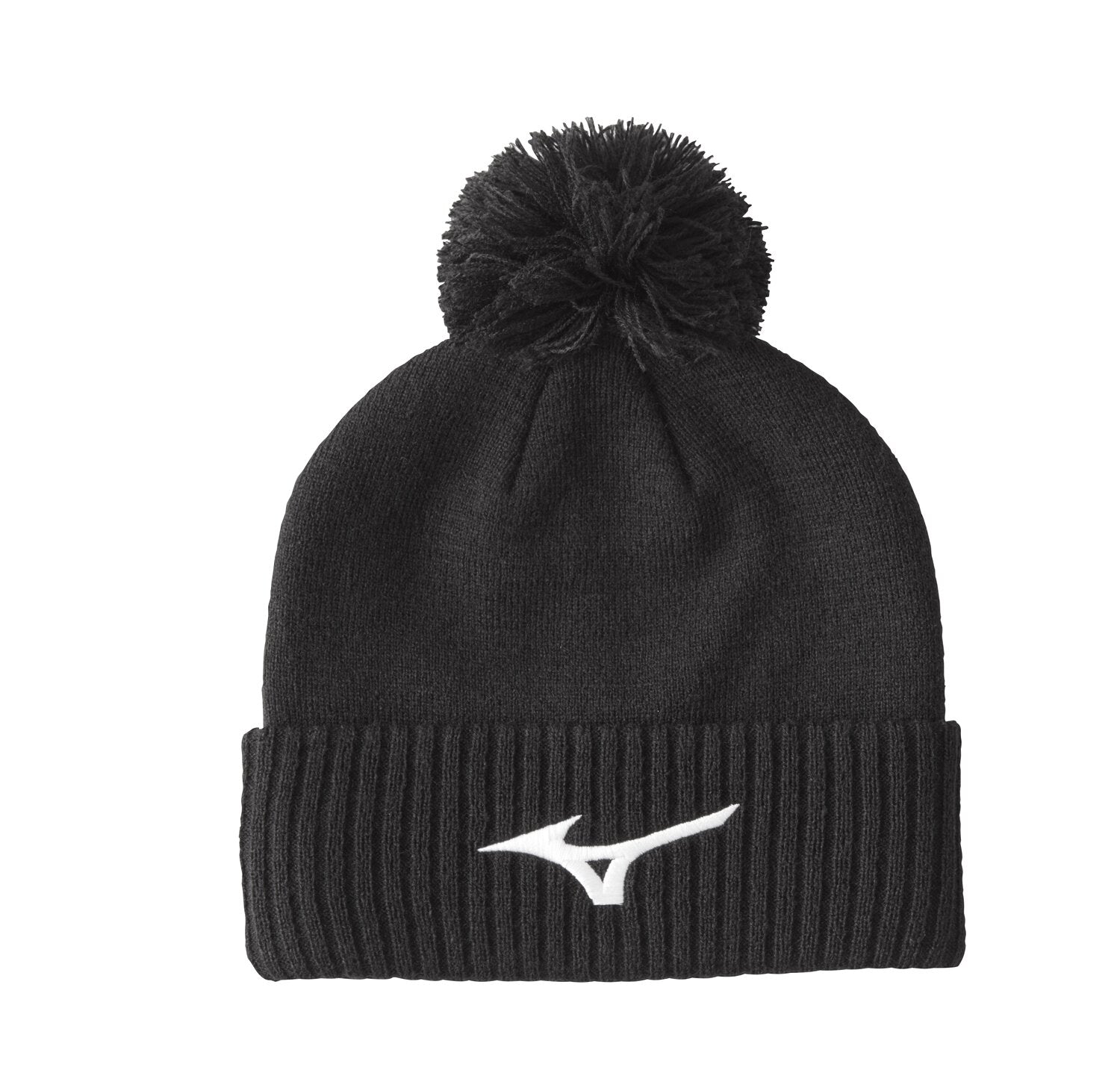 mizuno crested bobble hat zwart
