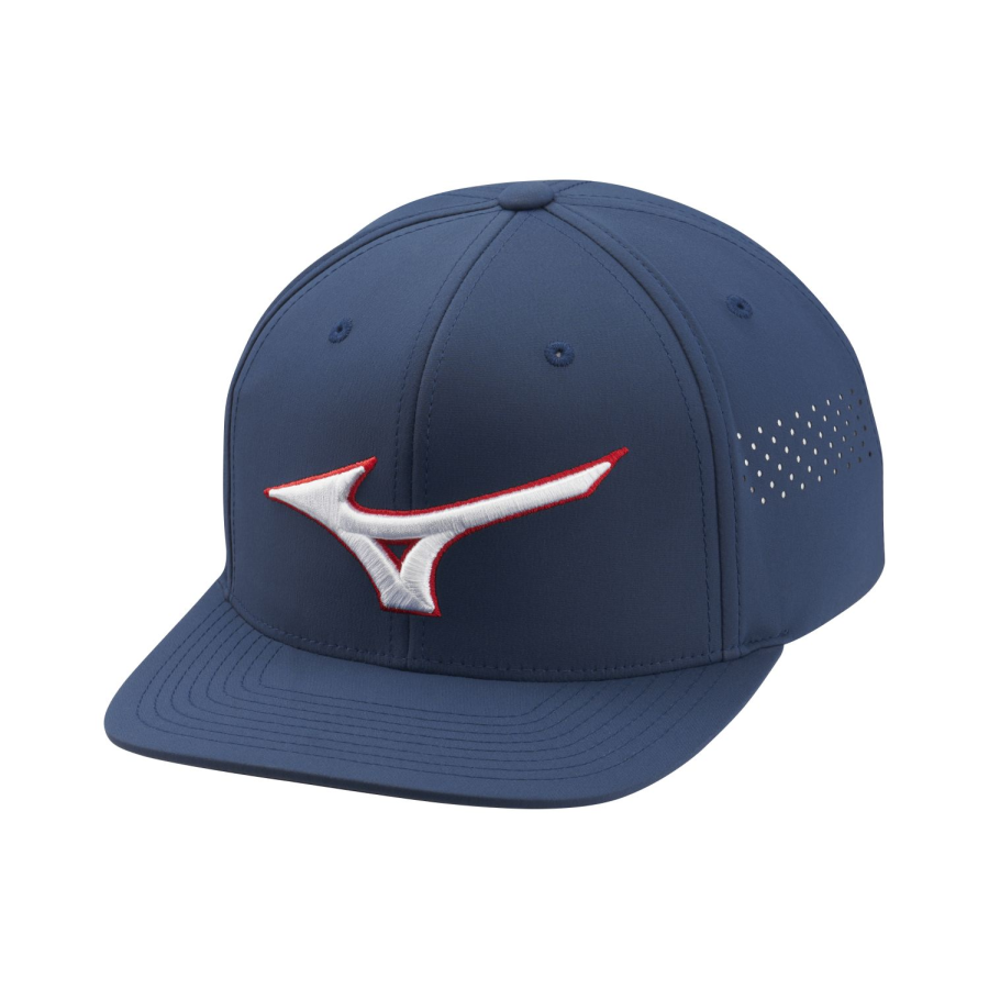 mizuno tour flat snapback navy